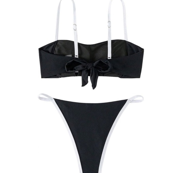Lilosy Contrast Color Block Brazilian Swimsuit Set Women Tie Back Bathing Suit - Picture 5 of 7